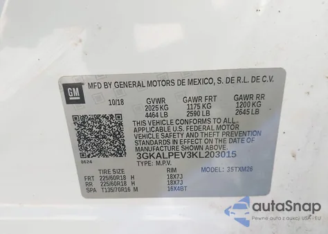 2019 GMC Terrain Slt из США, поврежденный, VIN 3GKALPEV3KL203015